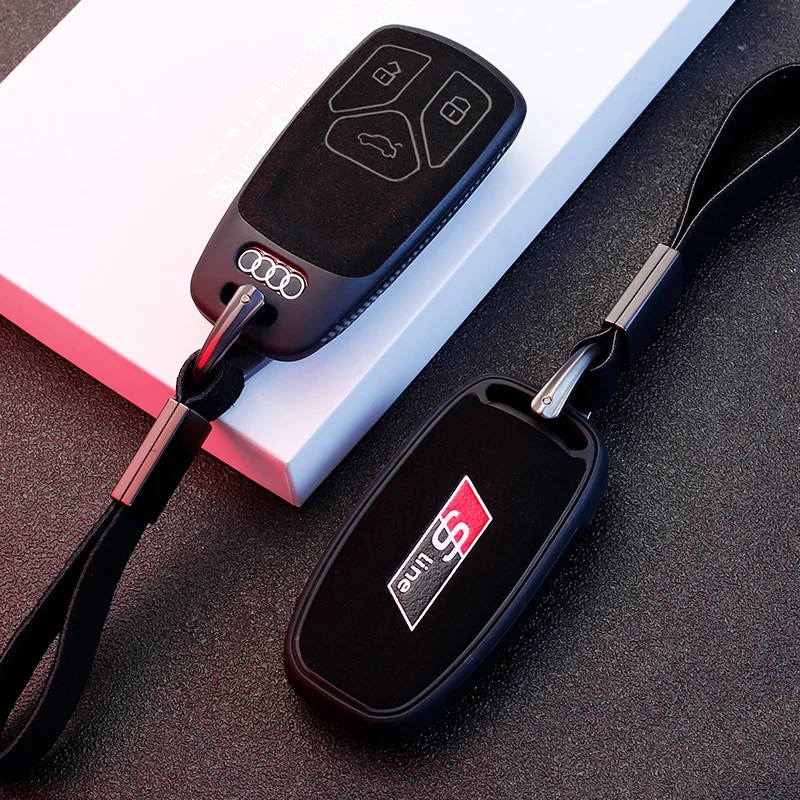 

2023 New Alcantara Car Remote Key Cover Case Protector For Audi A4 A4L A5 A6 A6L Q5 Q7 TT TTS 8S B9 Car Styling Accessories
