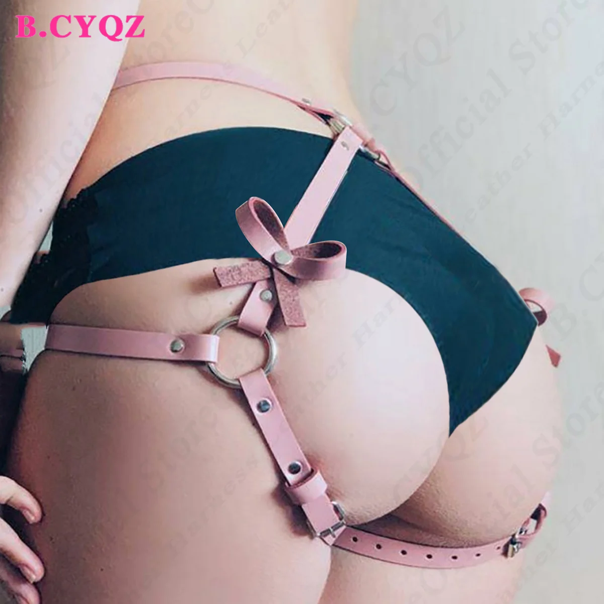 Sexy Women Lingerie Harness Pink PU Leather Thigh Garter Belt Bdsm Body Bondage Couple Party Rave Sword Belt Gothic Rave Clothes