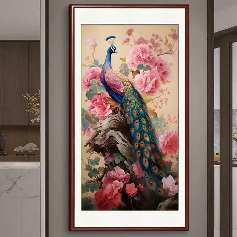 11CT Peacocks Embroidery DIY Chinese Style Printed Kits Cross Stitch Thread Needlework Sets Home Decor Crafts New Arrival