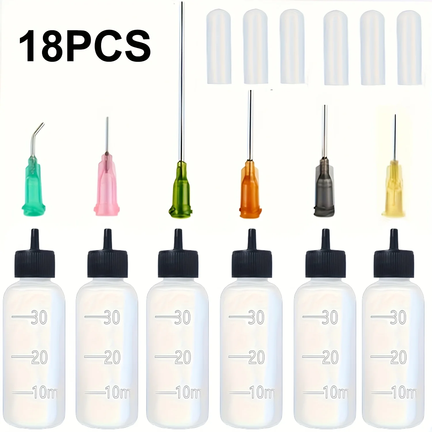18Pcs Plastic Squeeze Bottles, Precision Oil Applicators, Ldpe Oil Applicators, 14G-30G Stainless Steel Applicator Tips - Easy to Use for Crafts, Hinges, Sewing Machines, Etc