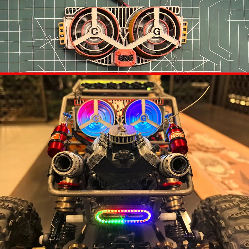 RC Tube Frame Car Radiator Fantasy Fan Decorative Accessories No Cooling Effect for 1/8 1/10 RC Crawler Car Traxxas DIY Parts