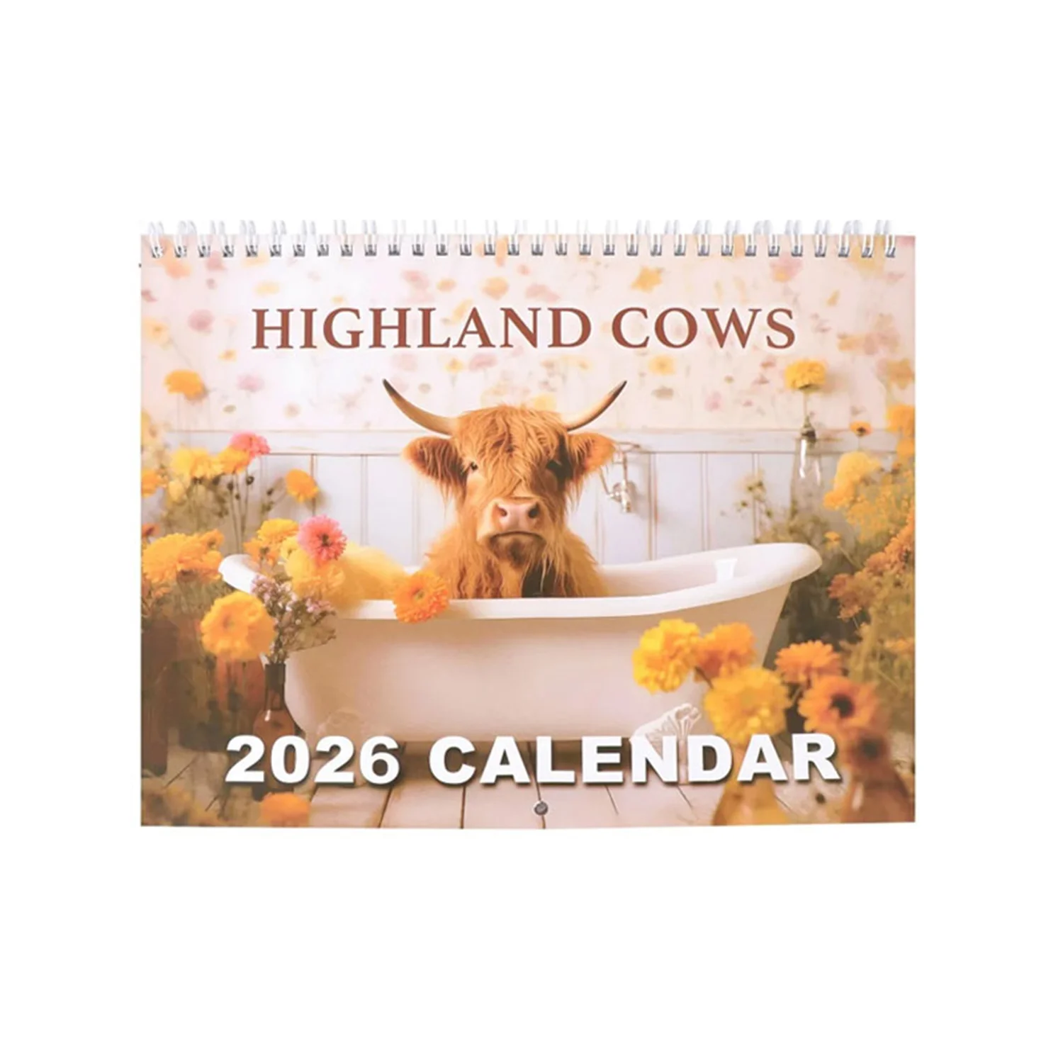Календарь Highland Cow на 2026 год, ежемесячный планировщик и органайзер для расписания, настенный календарь, забавные подарки для вечеринок для друзей