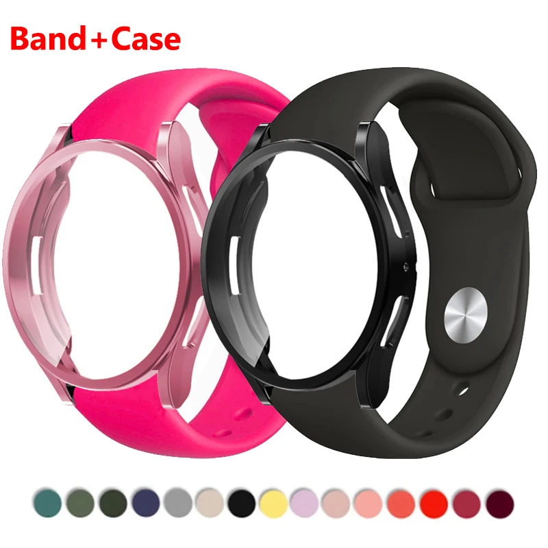 Watch Case+Strap for Samsung Galaxy Watch 6/5/4 44mm 40mm Replacement Silicone Wristband Bracelet galaxy watch 6 5 4 44mm 40mm