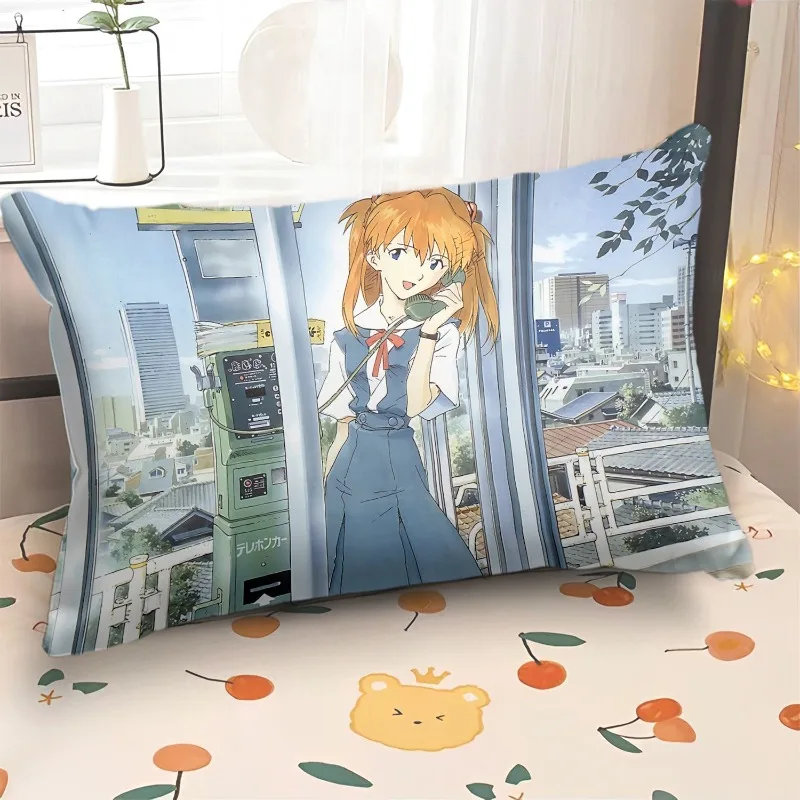 Neon Genesis Evangelion Cartoon Cute Print Pillowcase Home Living Room Student Dormitory Pillow Decoration Soft Skin Friendly