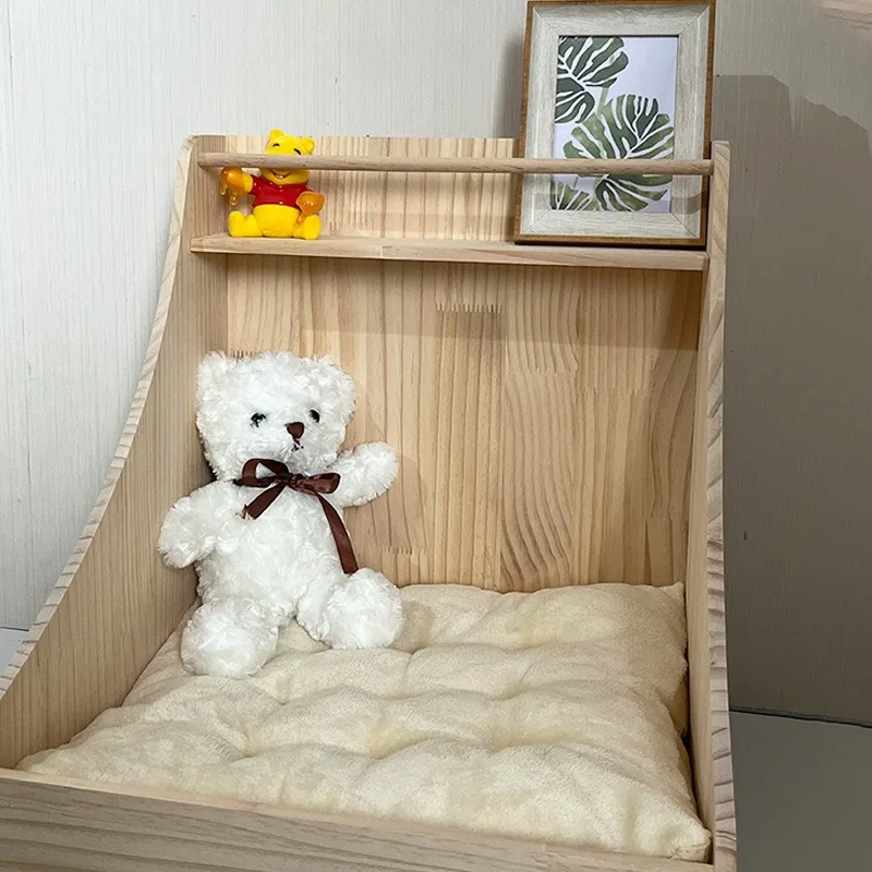 Solid Wood Dog House Cat Bed Small Dog Resting Sleeping Place Comfor Soft Dog Bed Hitats Cat Product House Accessories