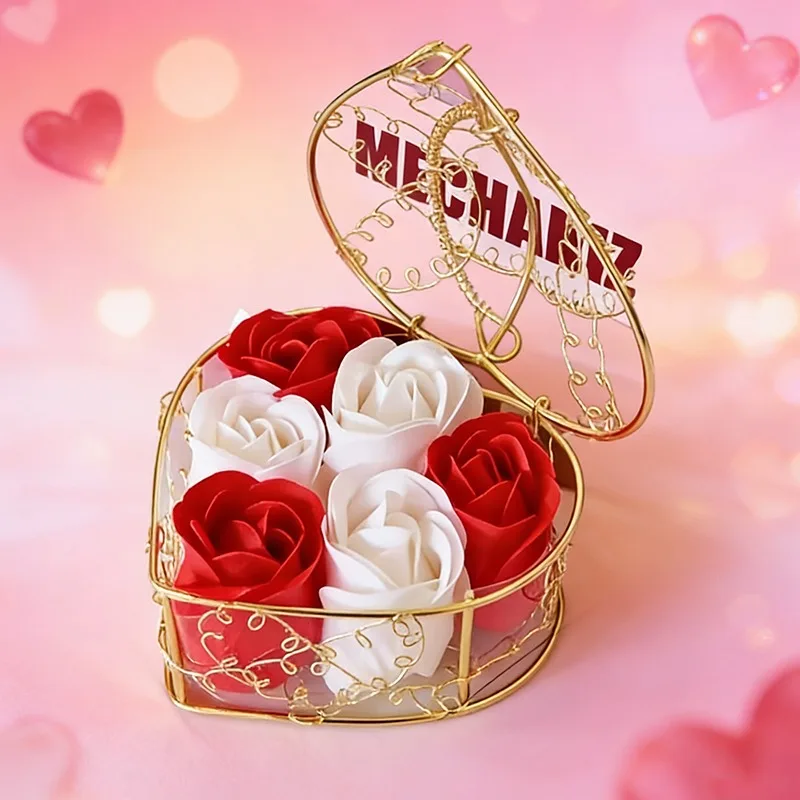 

Rose Flower Handmade Soaps Heart Shaped Box Gift Artificial Rose Soap Flowers Creative Valentine's Day Birthday Mother Day Gifts