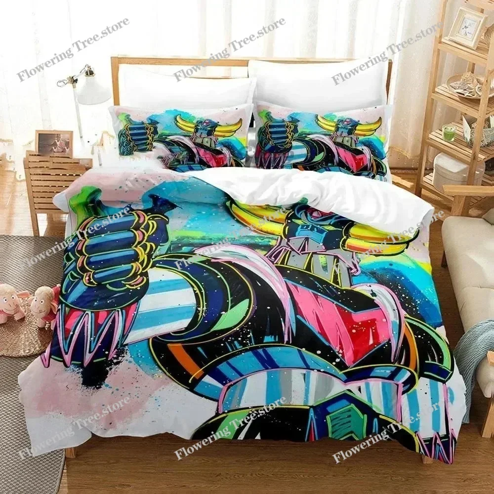 Cartoon Goldorak Grendizer Bedding Set Duvet Cover Bed Set Quilt Cover Pillowcase Comforter king Queen Size Boys Adult029