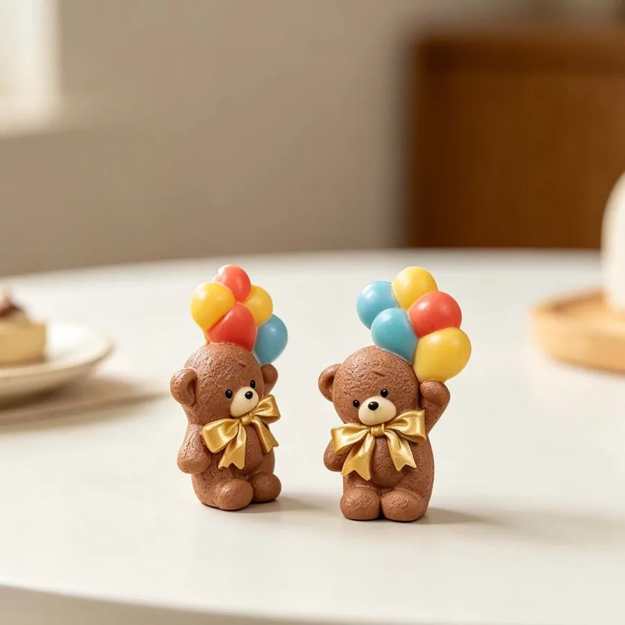 DIY Teddybär Handgehaltene Ballon-Silikonform für Kerzen, Niedliche Schleifenbär-Bastelarbeiten, Ton-, Gips-, Zement-, Seifenformen, Heimgeschenke – Detail 4