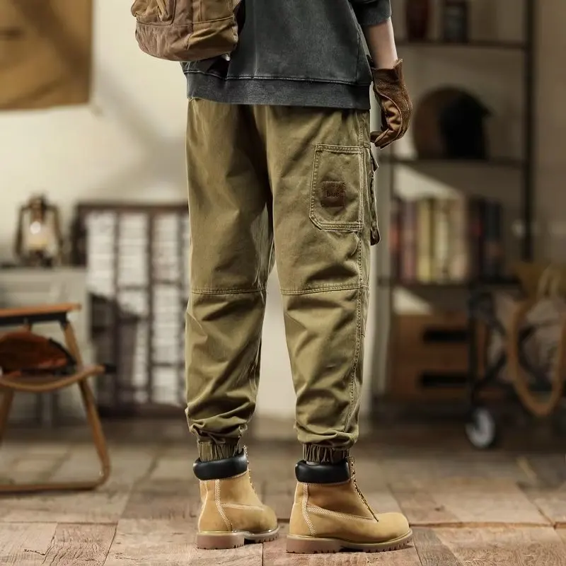 

Heavyweight Casual Work Pants Men's Spring Autumn American Retro Cuffed Loose Multi-ket Wear-Resistant Faionable Trousers