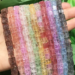 8mm Square Snow Cracked Crystal Beads Multicolor Natural Cube Loose Beads for Jewelry Making DIY Bracelet Necklace Accessories