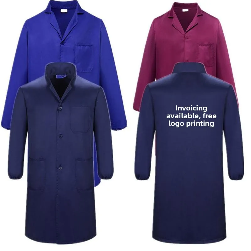 

Thickened Blue Lab Coat Work Uniform for Laborer Mover Wear Resistant Long Coat Printed Logo Cotton 100% Workwear Uniform