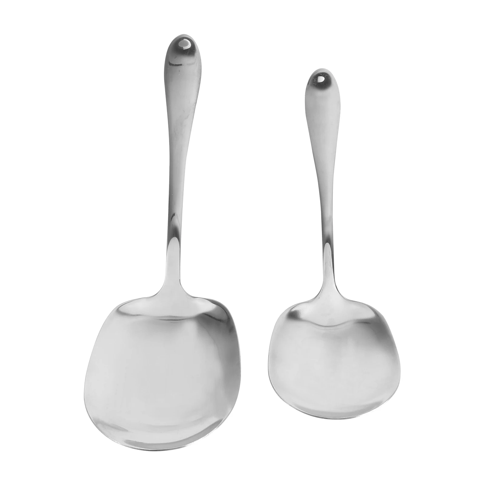 2 uds. De acero inoxidable para ensalada, drenaje de alimentos, separador de aceite, mango suave y resistente, plato, cuchara, utensilio para servir de estilo occidental para ensalada