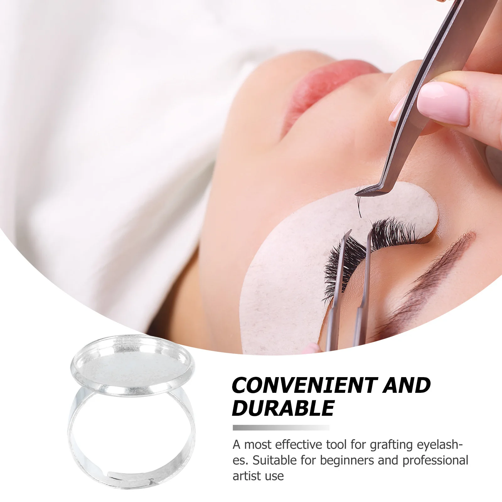 2 個まつげ接着剤リング銀メッキ金属リングカップ家庭用サロン使用プロの移植ツールまつげエクステンションアクセサリー
