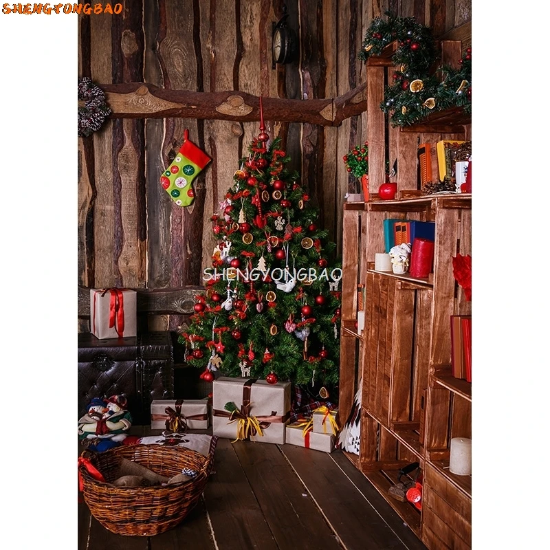 SHENGYONGBAO Christmas Theme Photography Background Snowman Christmas tree Backdrops For Photo Studio Props ZLSY-57