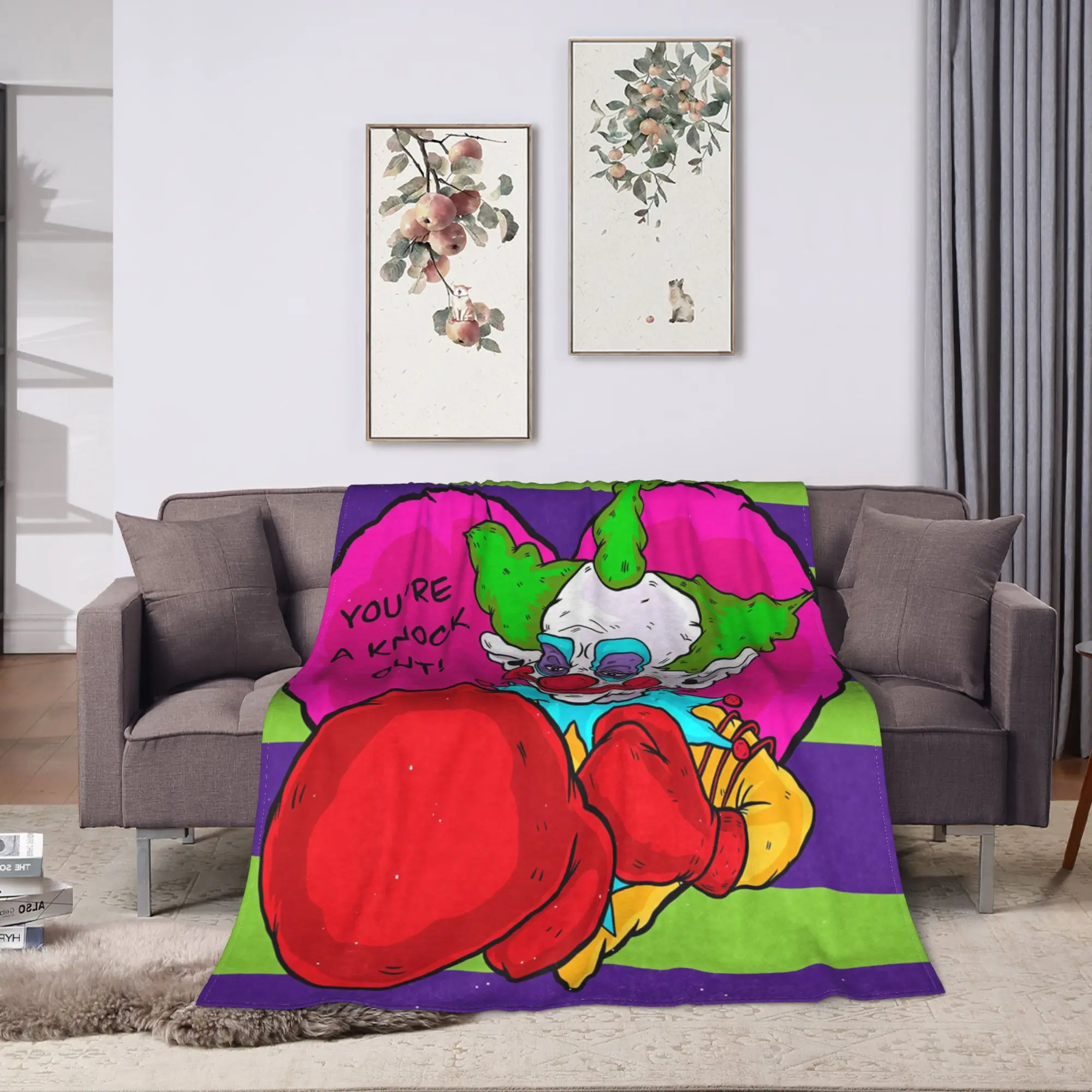 Killer Klowns From Outer Space Wax Blanket Office Flannel Throw Blanket For Bedroom Warm Soft Design Quality Bedspread Gift Idea