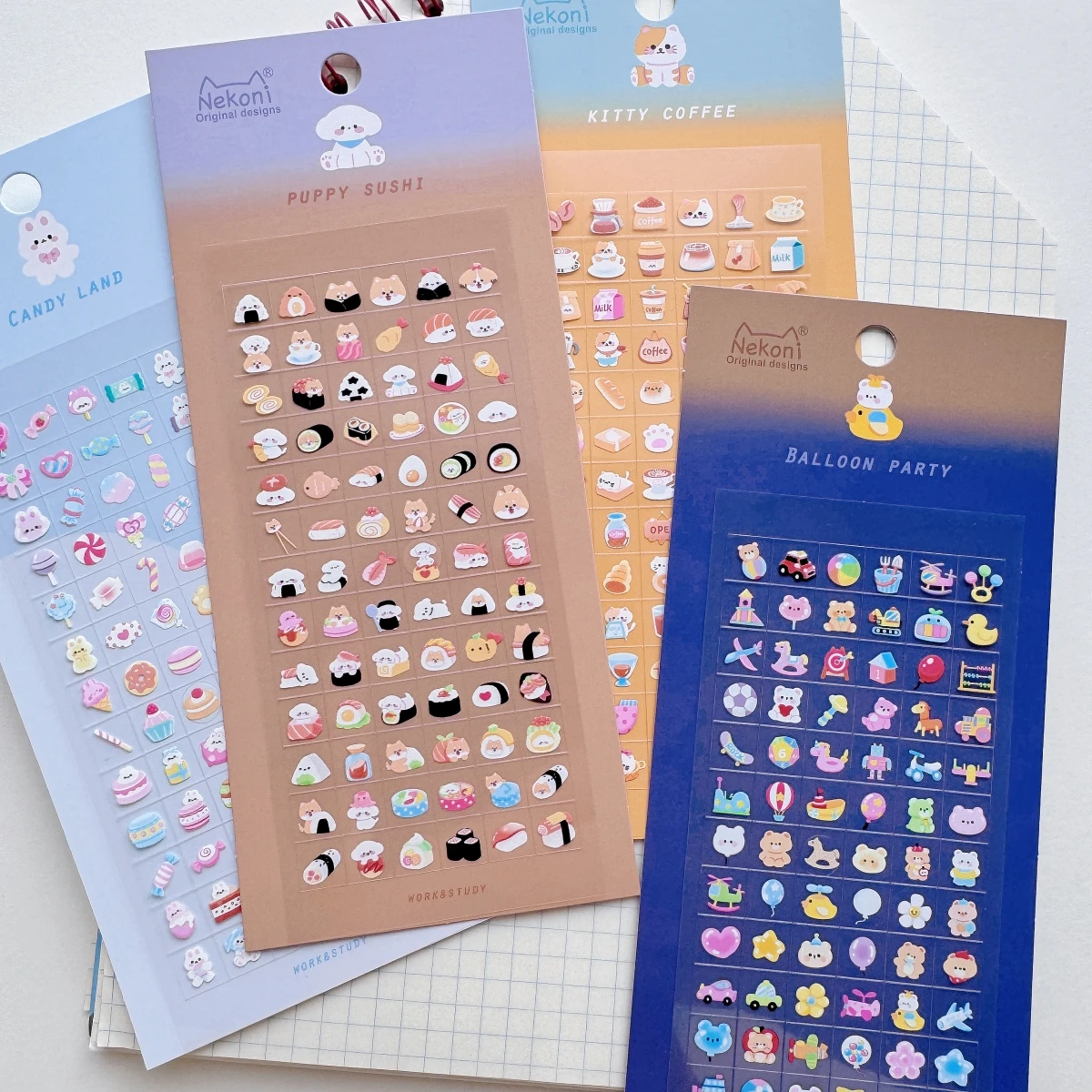1 pc/4 pcs Nekoni Mini Balloon Candy Animals Stickers Scrapbooking Decor Stationery DIY Journaling Sticker School Office Gift