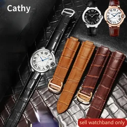 Genuine Leather Watch Strap for Cartier Blue Balloon Large Medium Small Men's Women's Convex Interface Watch Band Accessories