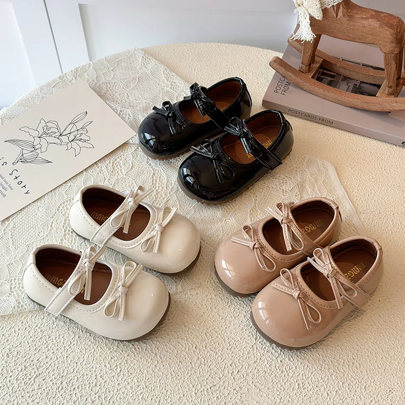 2026 Fashion Mary Janes Shoes For Baby Butterfly Girls Flats Soft Singe Shoes For Kids Girls PU Leather Shoes 21-30