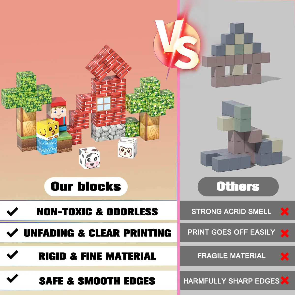 Blocs magnétiques 40 pièces Cube de Construction magnétique avec boîte de rangement en fer Construction Portable voyage jouets d'apprentissage cadeau d'anniversaire