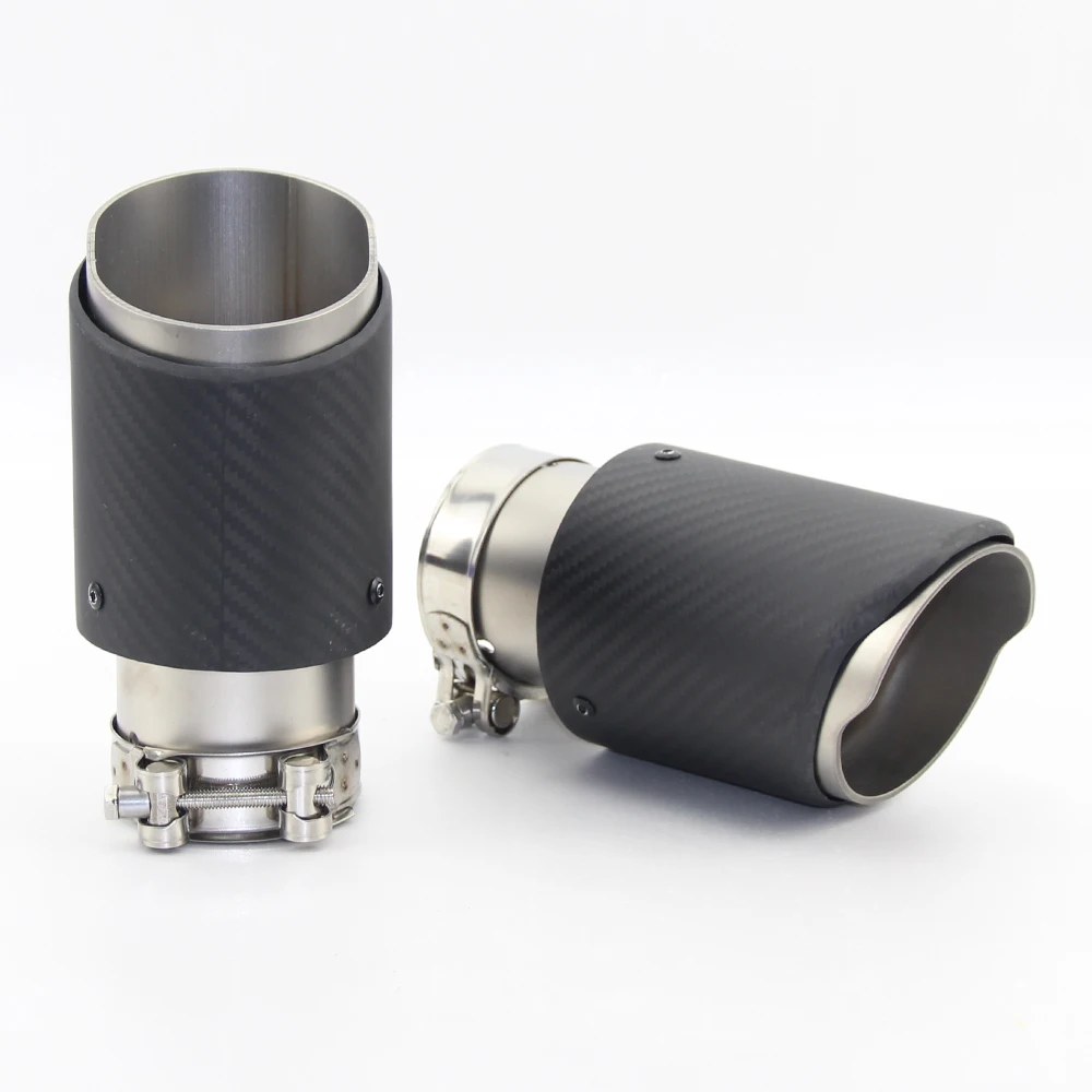 Exhaust pipe muffler tail throat stainless steel with carbon fiber 89/101 mm general purpose car modification