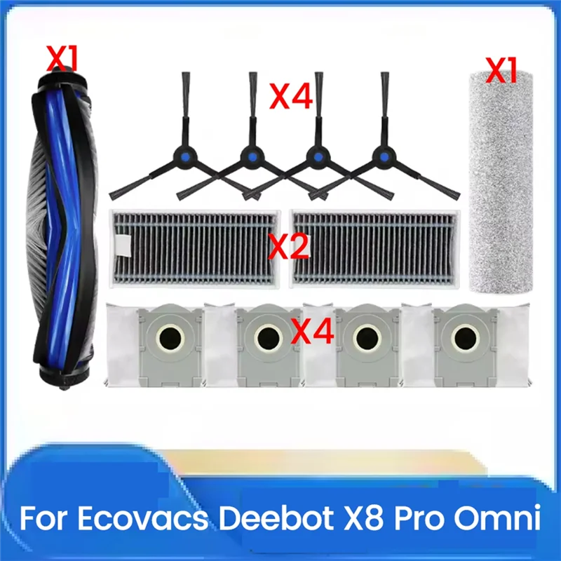 

-N21R Replacement For Ecovacs Deebot X8 Pro Omni Vacuum Cleaner Spare Parts Roller Side Brush Hepa Filter Dust Bag