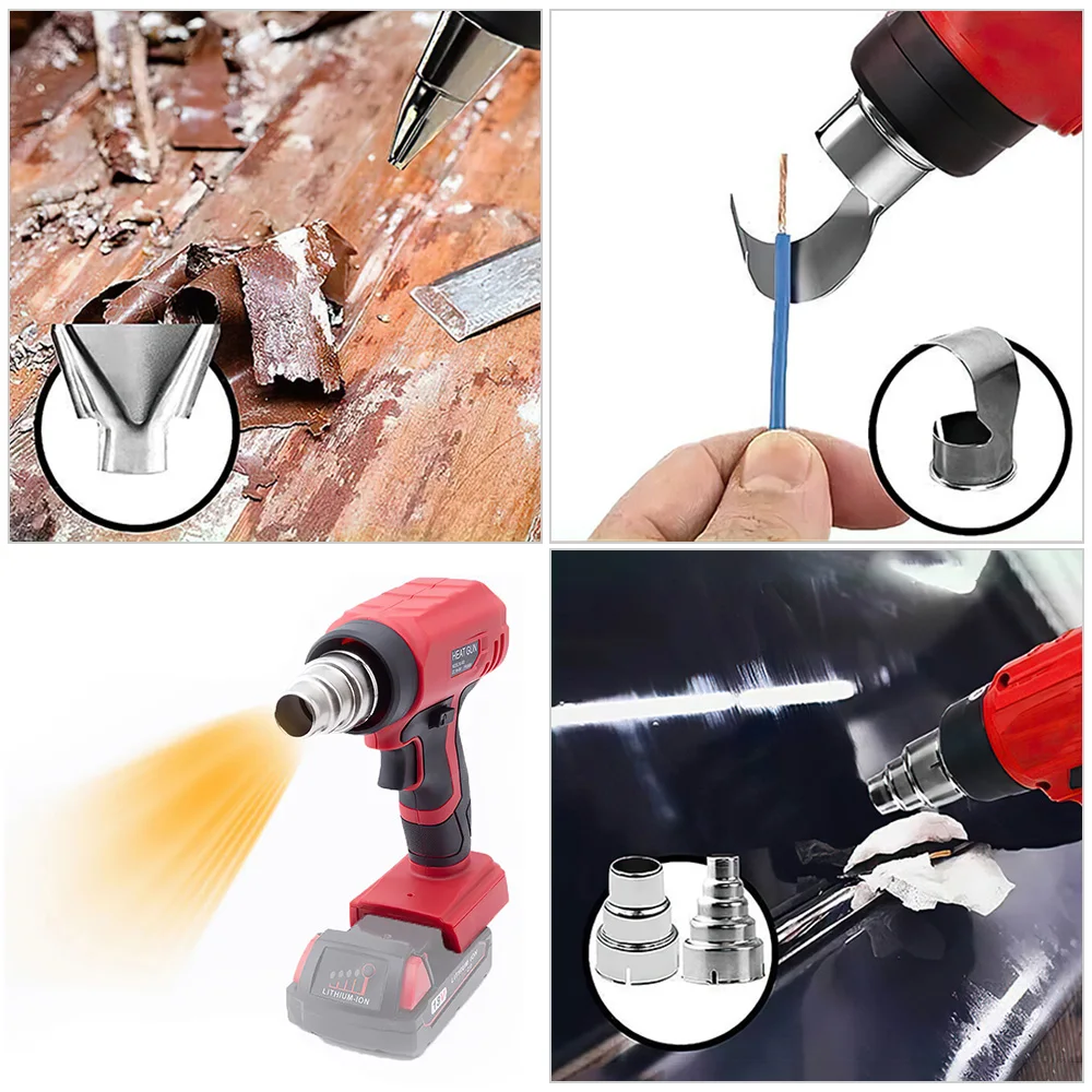 360W Cordless Heat Gun Portable 400℃ Hot Air Gun with 4 Nozzle Fit for Milwaukee 18V Battery (No Battery)