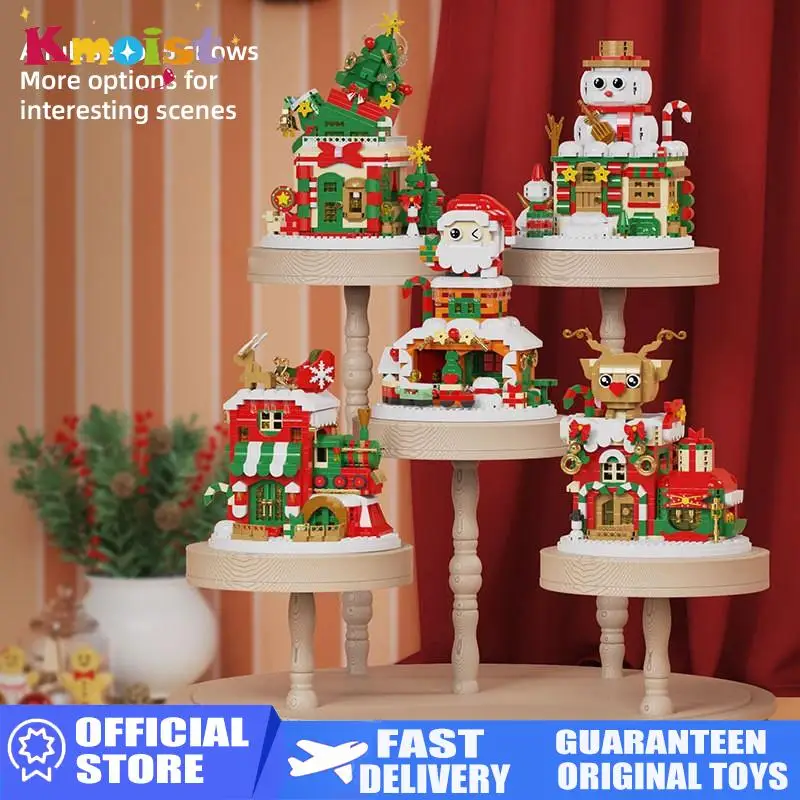 

Christmas Gifts Building Blocks Winter Village Snowhouse Snowman Elk with light Mini Bricks Figure Toys For Kids New Year Party