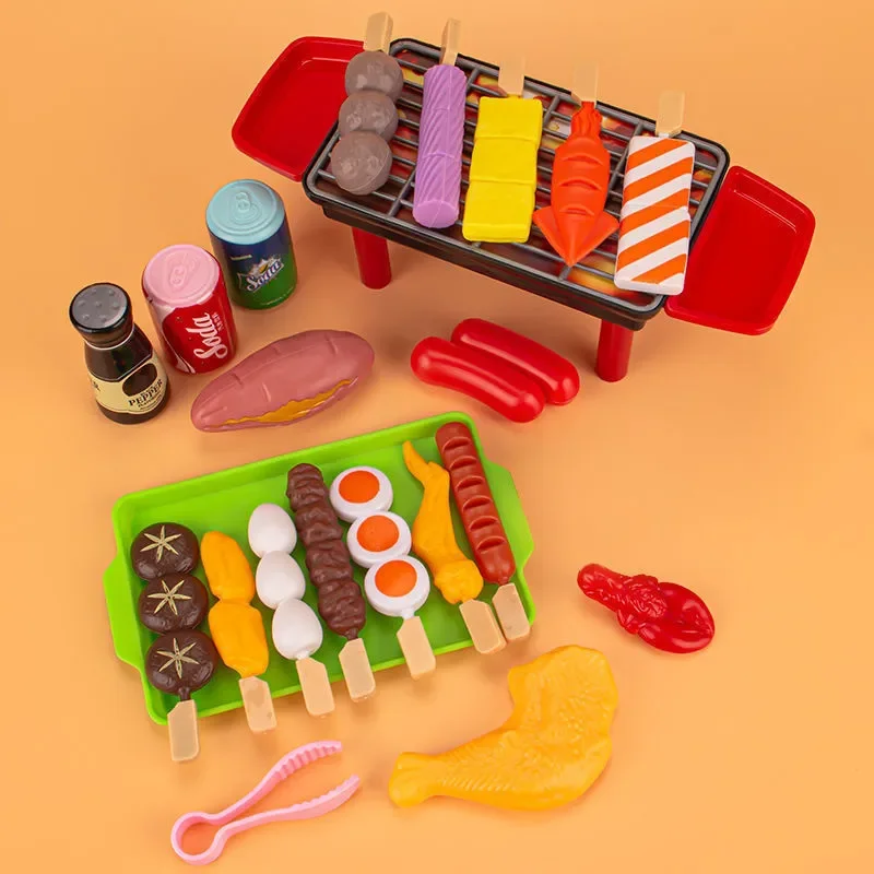 Ensemble de cuisine complet pour enfants, simulation de nourriture, ustensiles de cuisine, barbecue, jeu de rôle éducatif, jouets, cadeaux amusants pour filles