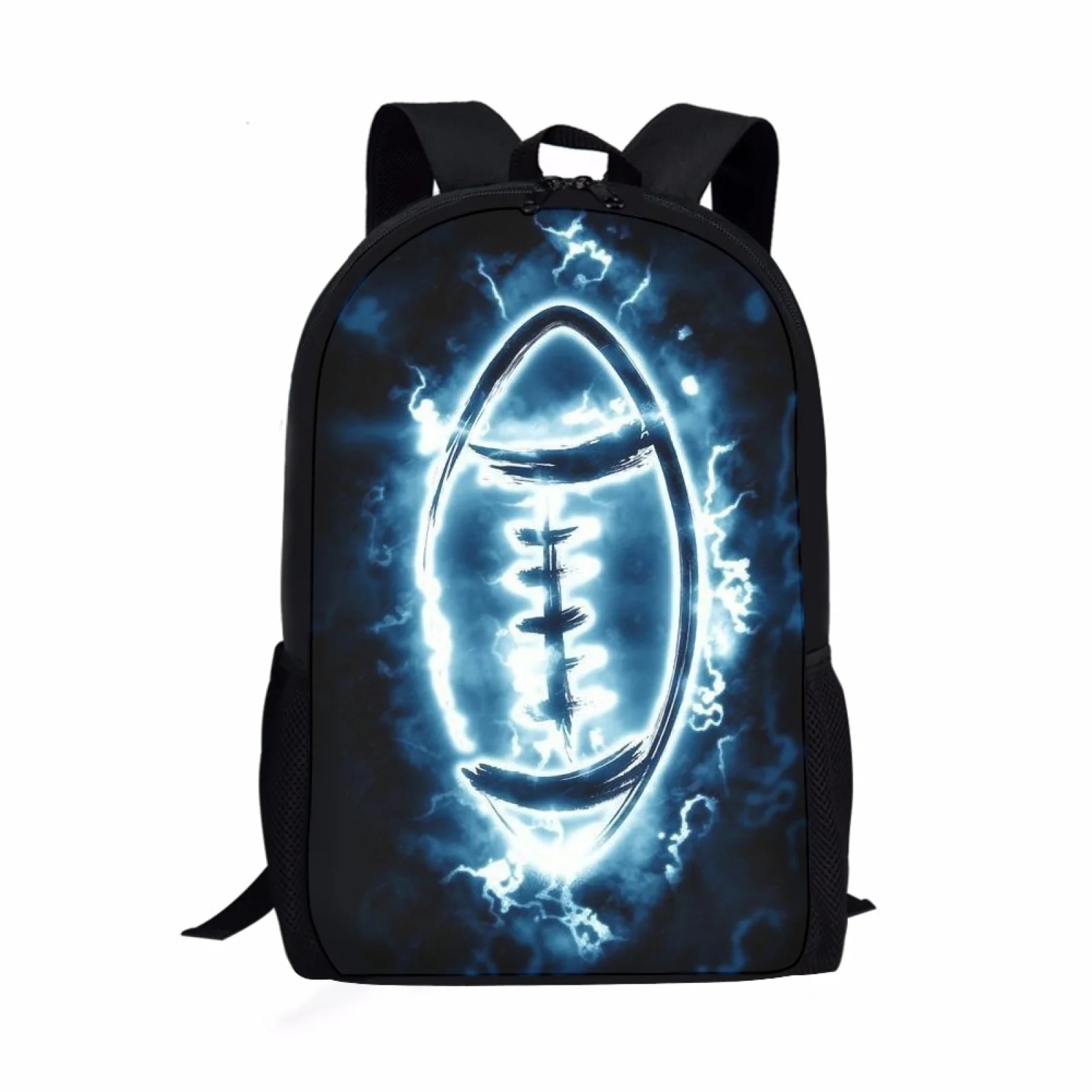 

Fire American Football Rugby Print 16 Inch School Bags for Boys Girls Kids Backpack Children Book Bags Student Teens School Bag