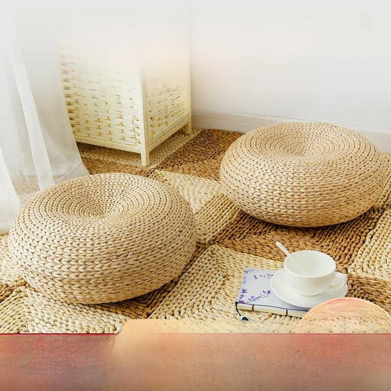 

Thickened Woven Grass Zafu Meditation Cushion Tatami Style Window Pad European Style Pure Color Home Decorative Cus...