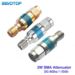 1Pcs 2W DC-6GHz 1~30db 50Ohm RF Attenuator SMA Male to SMA Female Coaxial Fixed Connectors 304 Stainless Steel/Gold/Nikel plated
