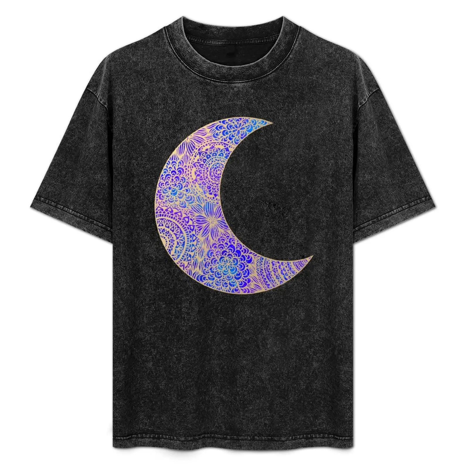 Zen Crescent Moon - Purple Blue and Gold T-Shirt anime clothes new edition sweat summer top black t-shirts for men