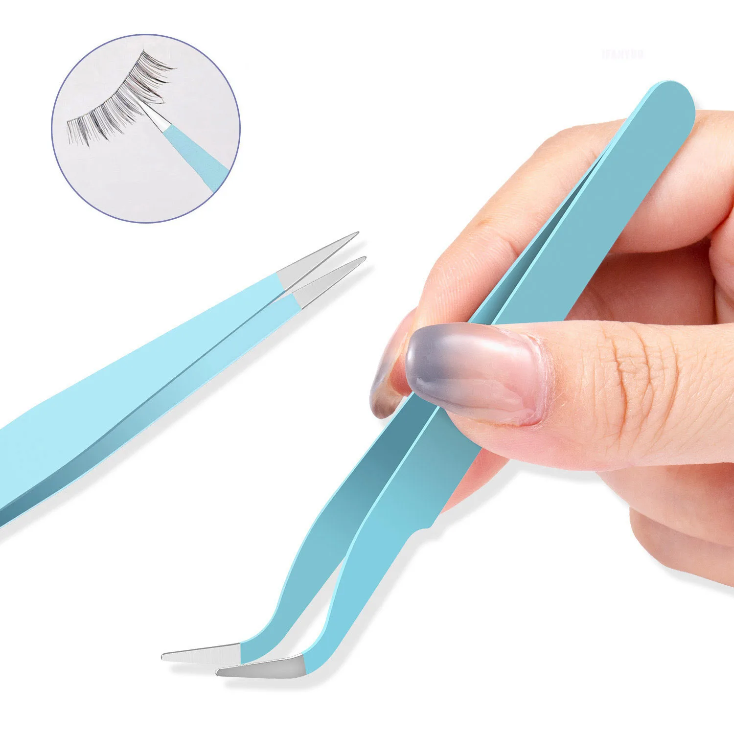 Pinzas antiestáticas de colores para extensión de pestañas, juego de acero inoxidable para cejas, pinzas de precisión de belleza, Kit de maquillaje, herramientas de reparación