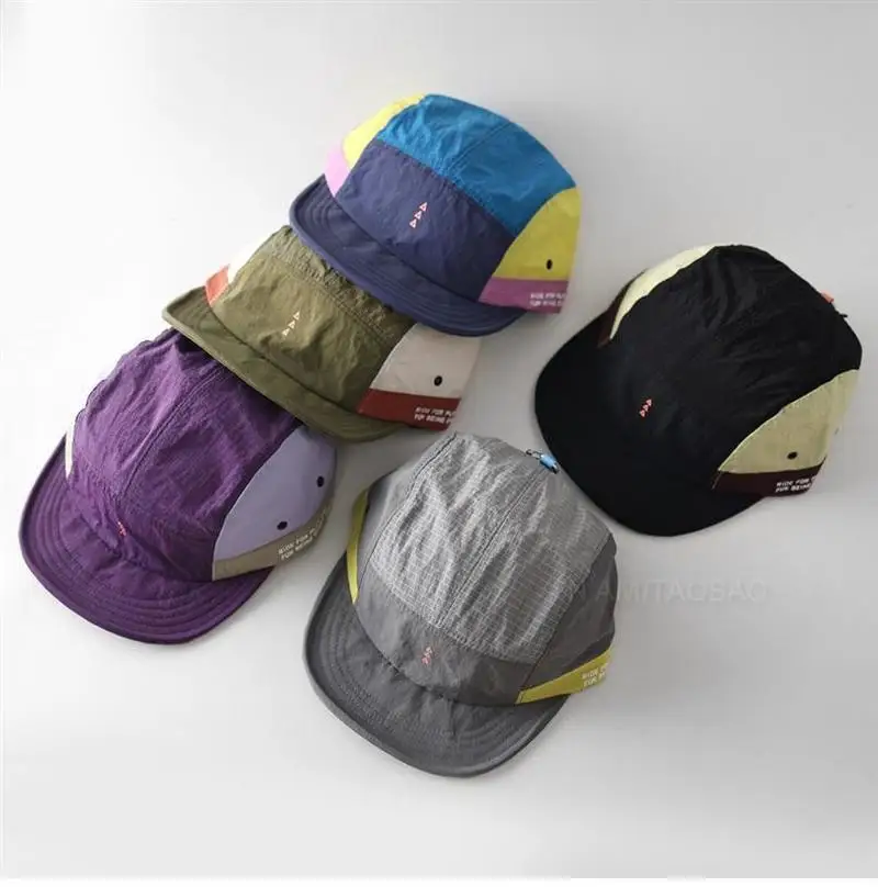 Soft Short Brim 3 Panel Cap Color Block Quick Dry Hat With Hook Breathable Casual Sports Sun Hat Outdoor Mountaineering Cap Gift