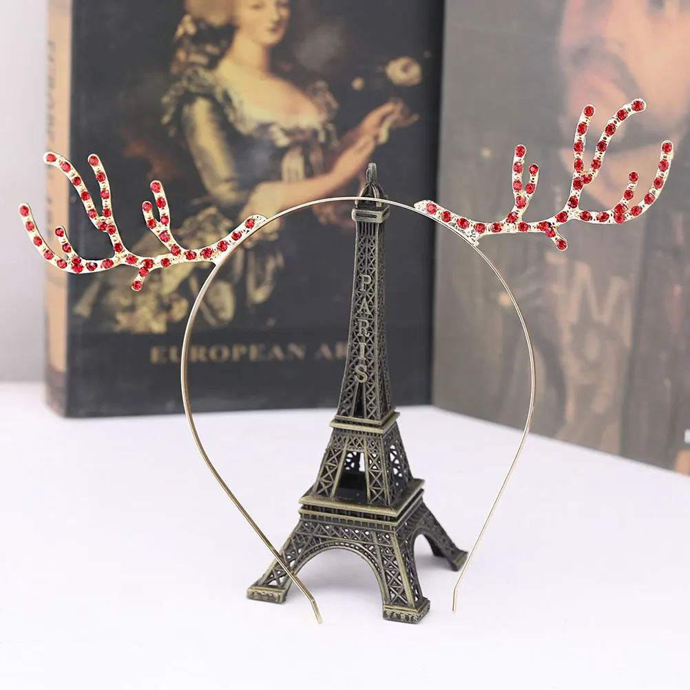 

Christmas Rhinestone Reindeer Antler Headband Lightweight Portable Stylish Makeup Face Washing Party Costume Accessory For