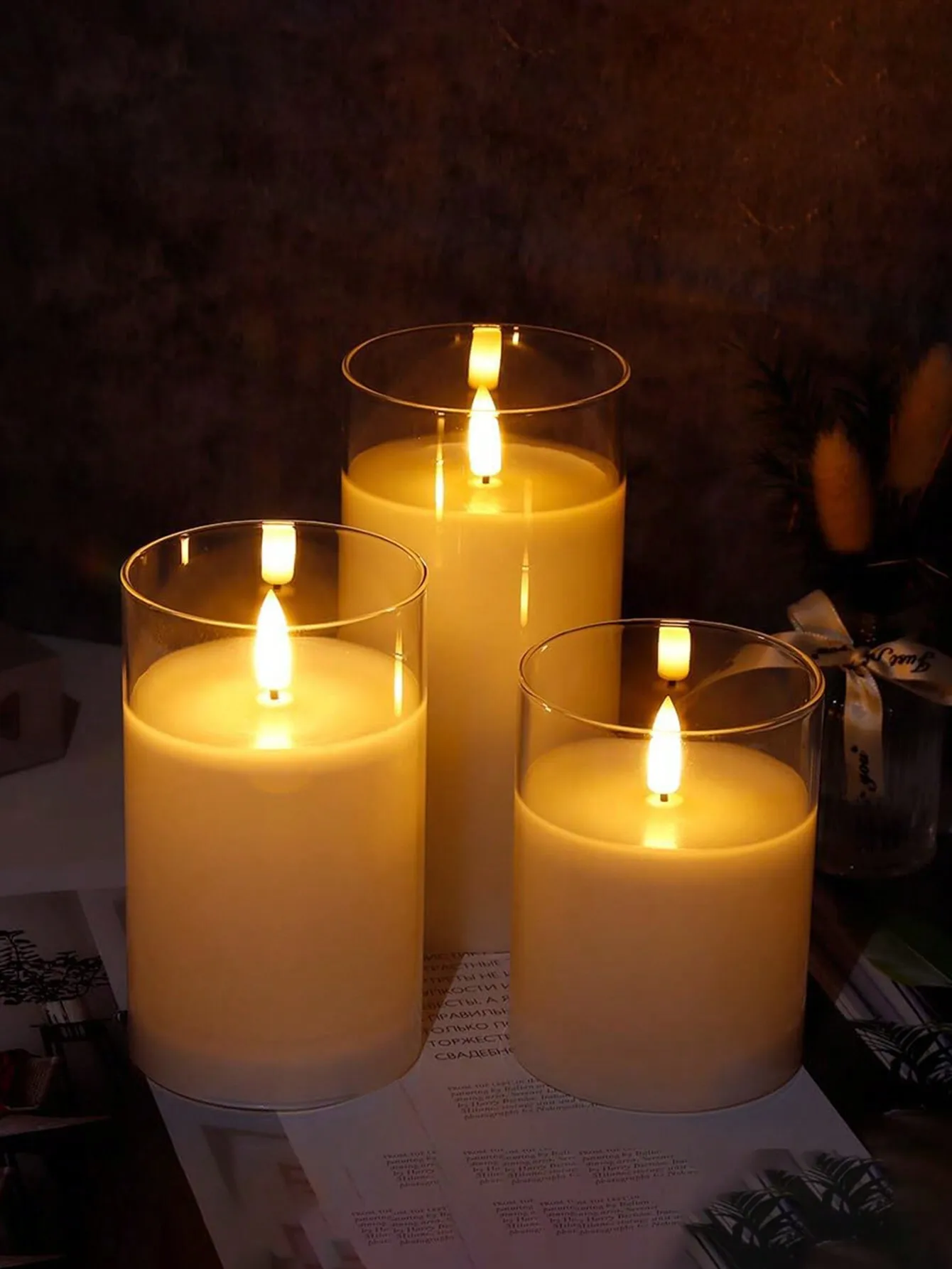 1 قطعة/3 قطعة شموع قطرة الماء LED عديمة اللهب وامضة: كريم أبيض يعمل بالبطارية، لقضاء العطلات/الزفاف/الحفلة