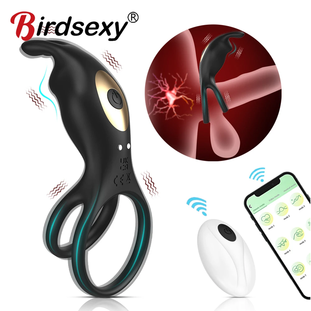 Couple Vibrator Cockring with Dual Motor Remote Control Cock Penis Ring Adult Sexy Toys for Men Delay Ejaculation Penisring
