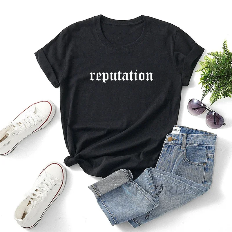 

Reputation Merch Tshirt Cotton Letter Print Tshirt Folklore Short Sleeve T Shirts Casual Summer Round Neck Tee Shirt Streetwear