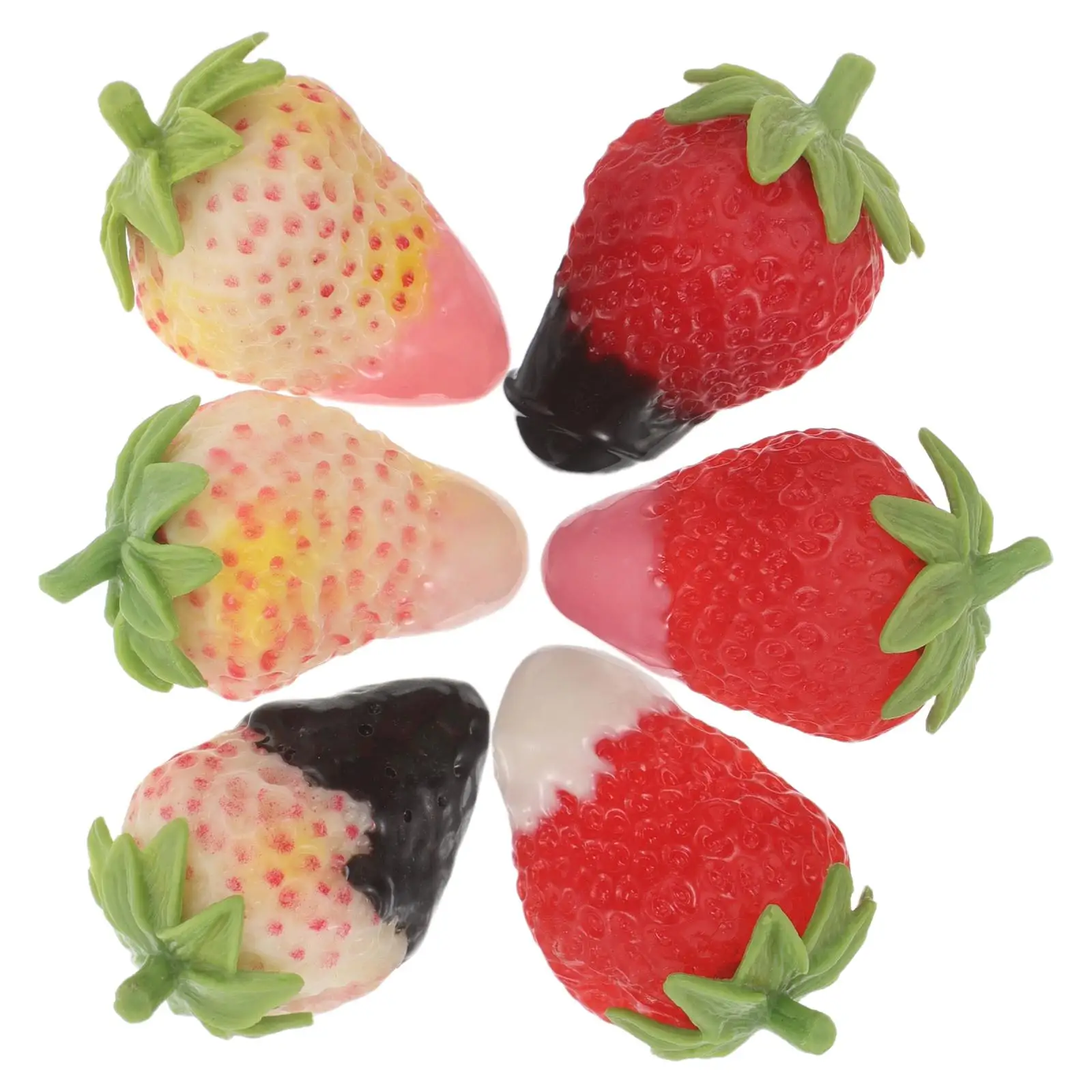 

6 Pcs Artificial Strawberries Faux Fruits Decoration Props Vibrant Colors Lightweight Mini Size Photoshoot Home Decor