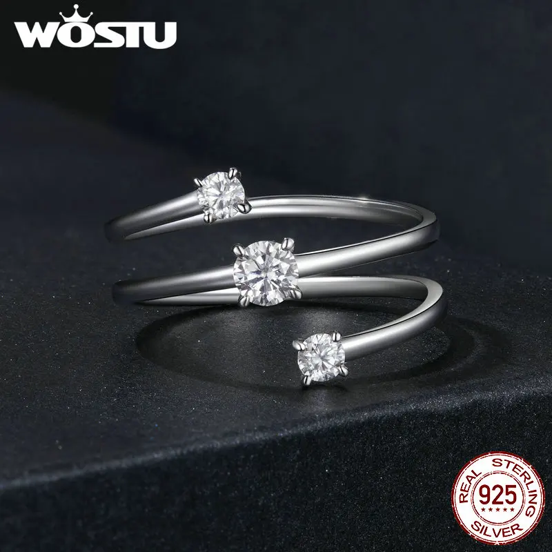 WOSTU tre strati 0.5 CT anello a spirale Moissanite 925 Sterlin argento D colore Moissanite impilabile promessa fede nuziale regalo per feste