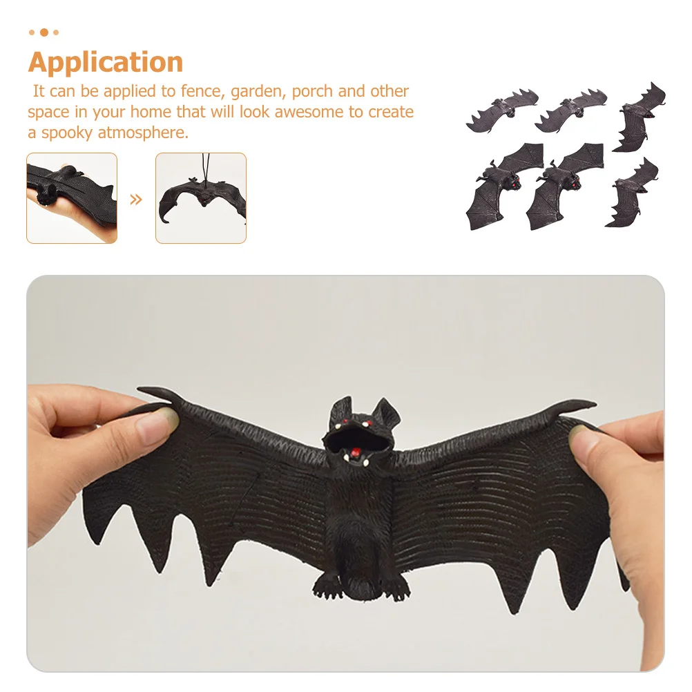 

6Pcs Halloween Bat Pendant Decorations Simulation Flying Bats Hanging Scary Party Supplies Outdoor Garden Ornament