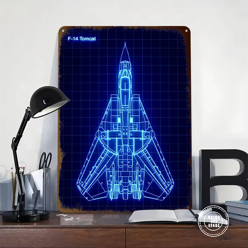 F 14 Tomcat Metal Poster Custom Wall Art Retro Vintage Tinplate Signs for Decoration Home Decor Accessories House Wand Deko Room