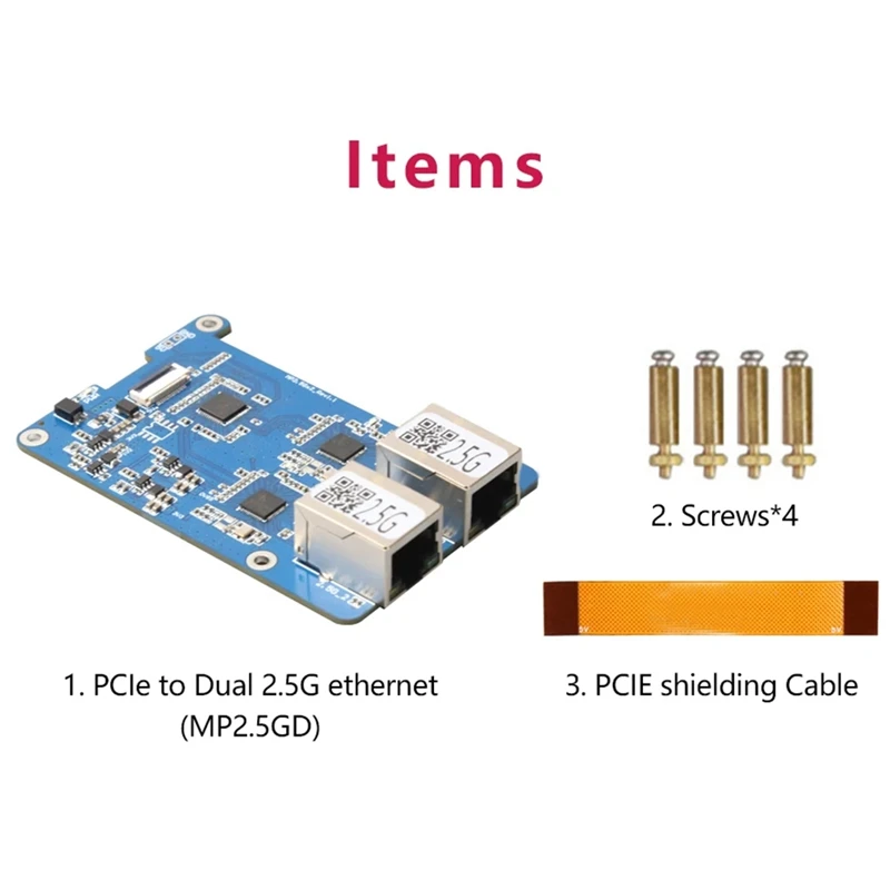 MP2.5GD For Rasbperry Pi 5 PCIE To Dual 2.5G Ethernet HAT RTL8125 Expansion Board Support For Rpi OS And Ubuntu