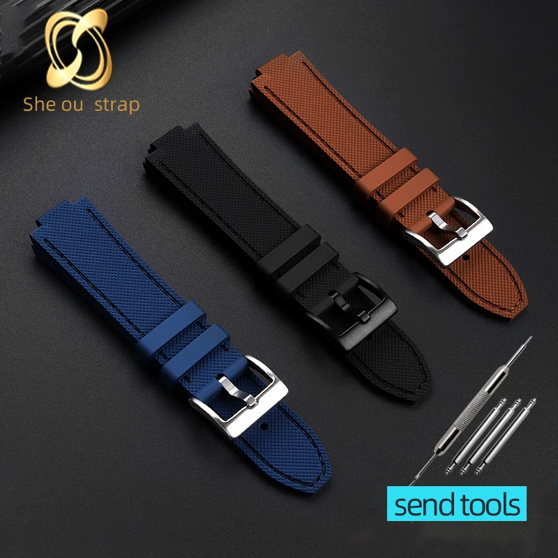 21MM Waterproof Silicone Watch Band For Louis Vuitton Tambour Smart Watch Accessories  Black Brown Blue Rubber Watch strap