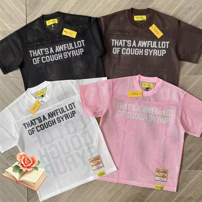 

Mesh That's A Awful Lot of Cough Syrup Hem Embroidery Patch Label T Shirt Men Women Summer Breathe Quick Dry Short Sleeve Tops