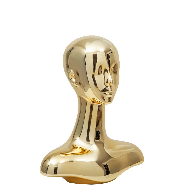 Clothing store model props head mold electroplated gold and silver women's head table jewelry display stand hat wig scarf bracke