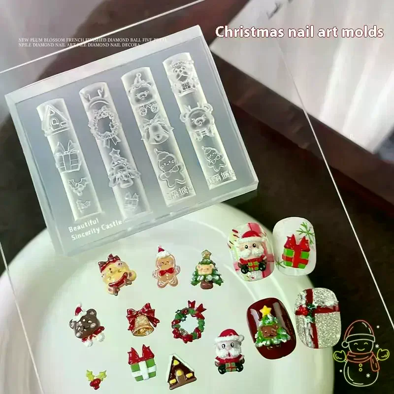 1 قطعة عيد الميلاد ثلج شجرة عيد الميلاد ثلاثية الأبعاد مسمار قالب سانتا كلوز مسمار الزينة Diy بها بنفسك تصميم سيليكون قالب مانيكير مسمار الفن سحر #3