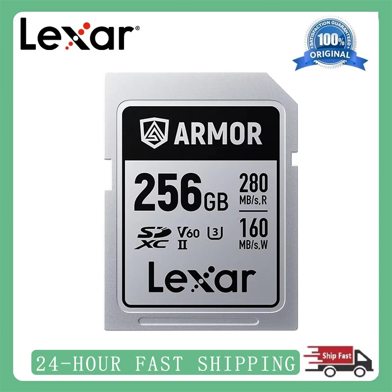 

SD-карта Lexar ARMOR SILVER PRO 128G 256 ГБ ARMOR Series V60 U3 UHS-II Металлическая карта из нержавеющей стали для чтения до 280 МБ/с 6K для камеры