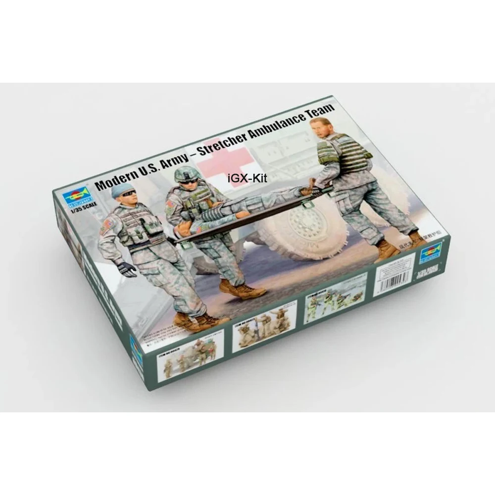Trumpeter 00430 1/35 Scale US Field Emergency  Stretcher Ambulance Team  Soldier Figure Plastic Assembly Building Model Kit