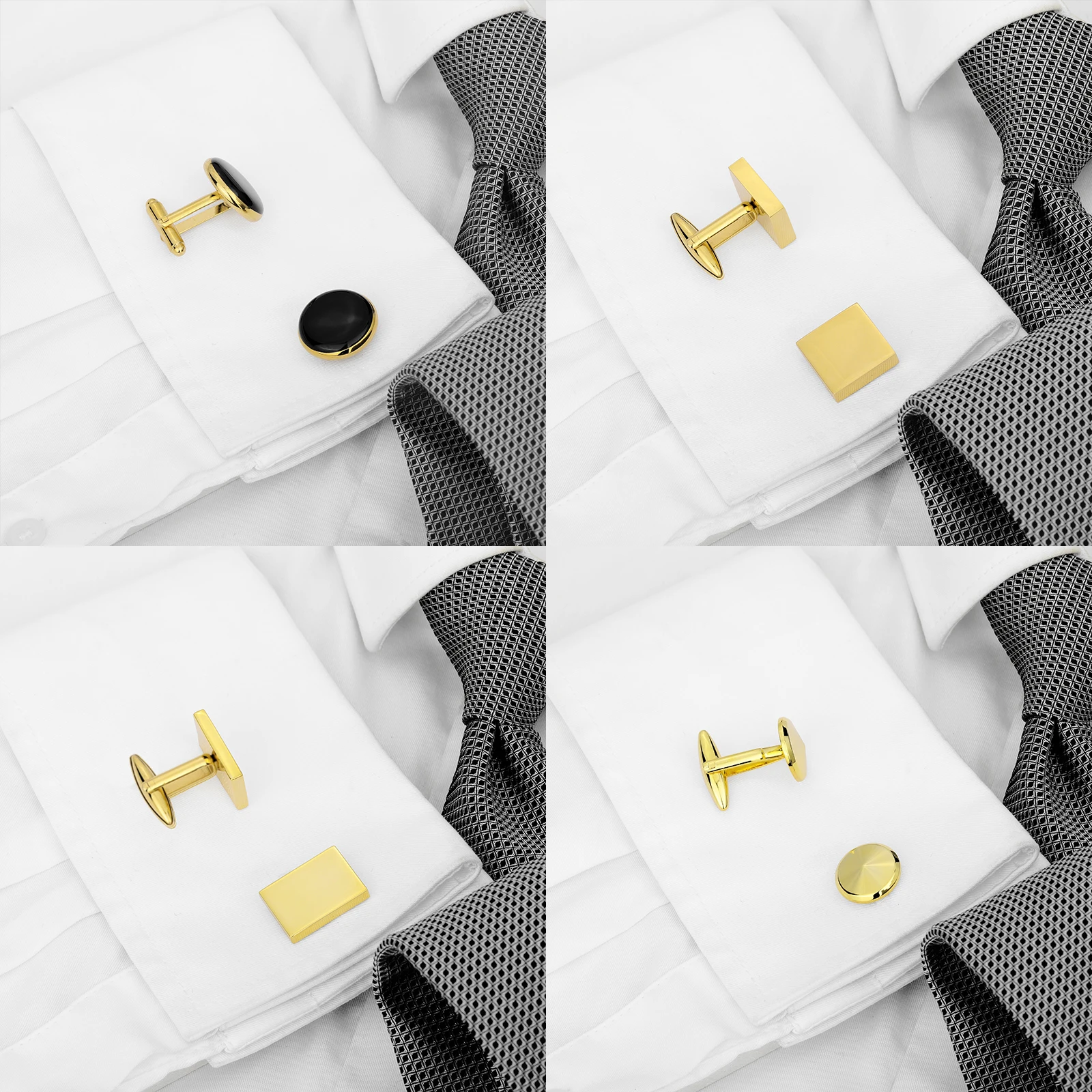 Hawson Luxury Men's Cufflinks, 4 Pair Cufflinks Set, Classic Fashion Men's French Shirt Accessories, Men's Cufflinks Gift.